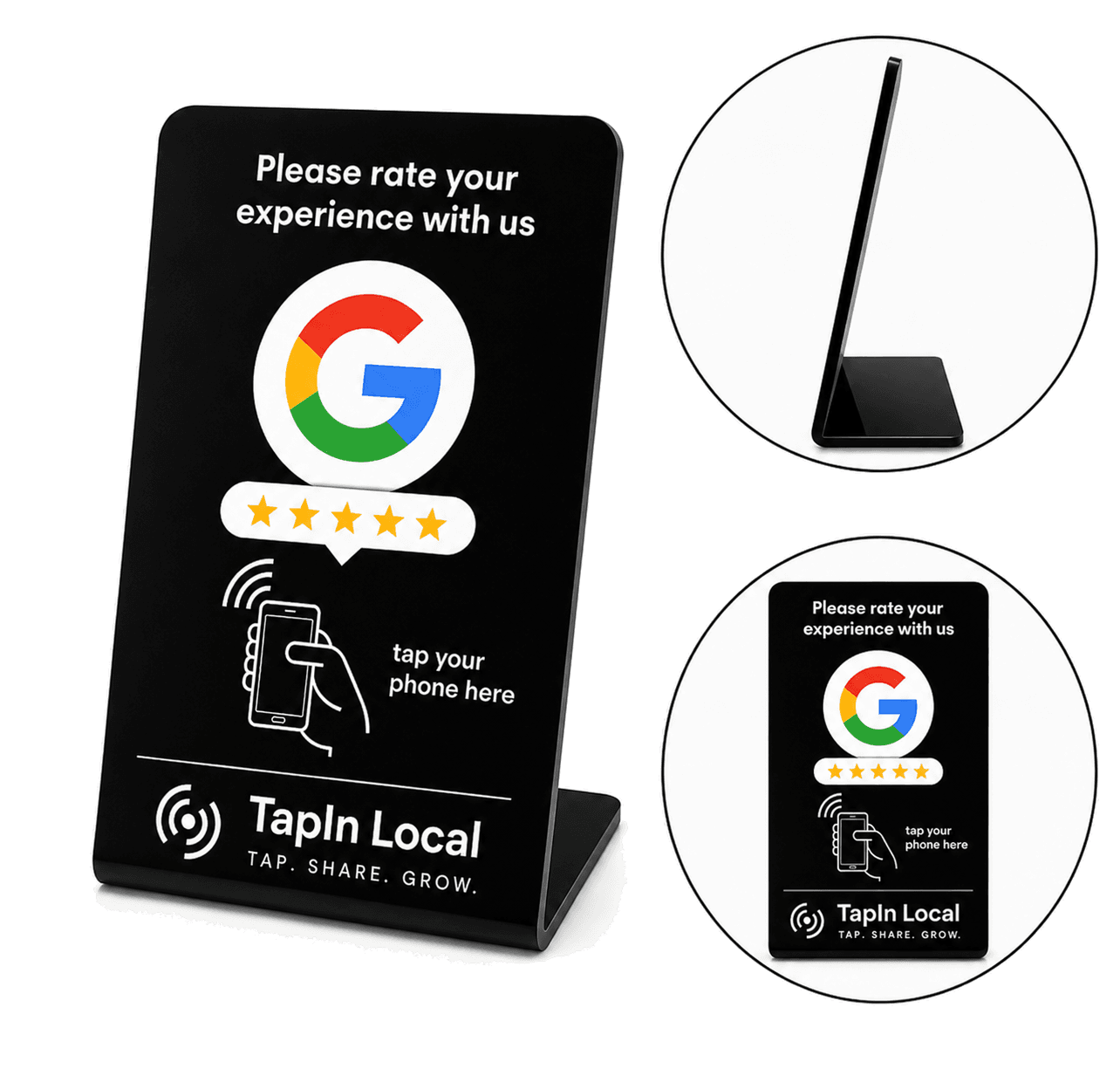 Black TapIn Local acrylic NFC Google Review stand
